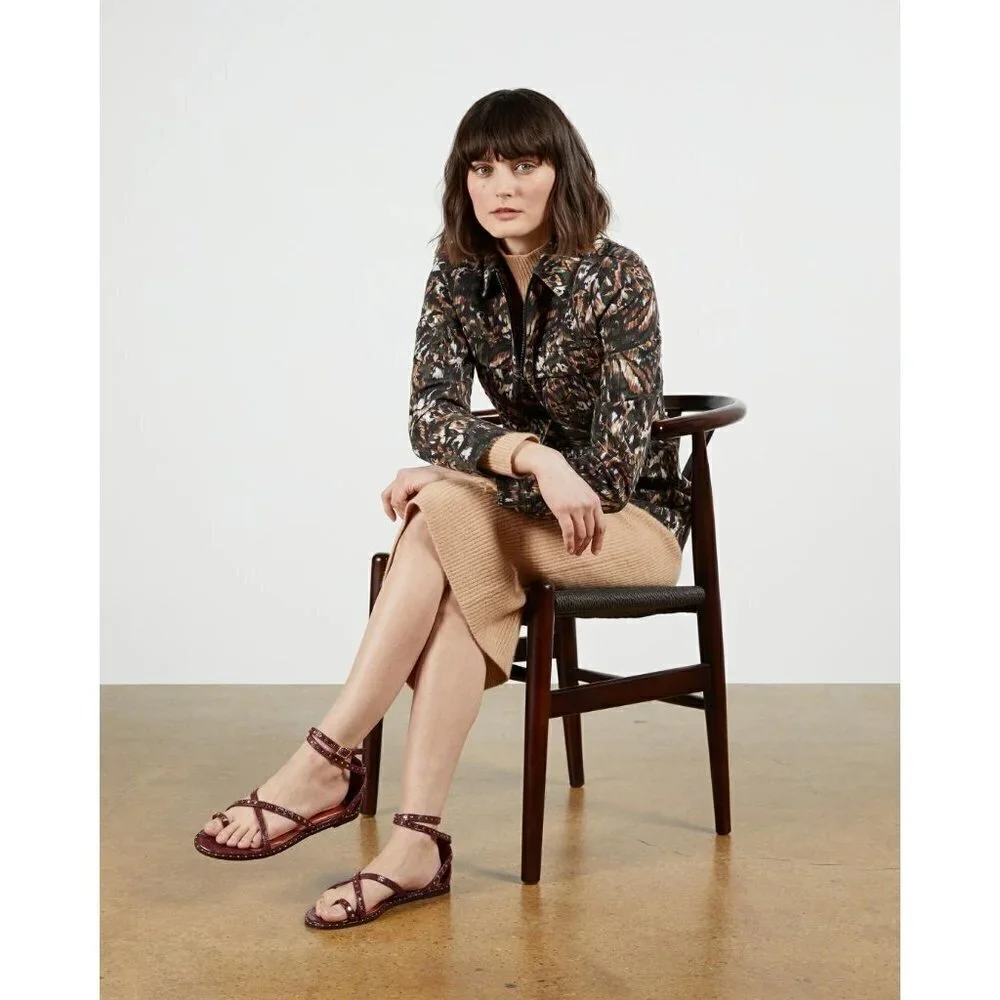 💕TED BAKER LONDON💕 Mathar Flat Studded Gladiator Sandal ~ Dark Brown 38.5 NWT